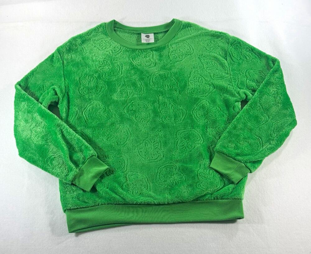 The Grinch Green Plush Sweatshirt Embossed M